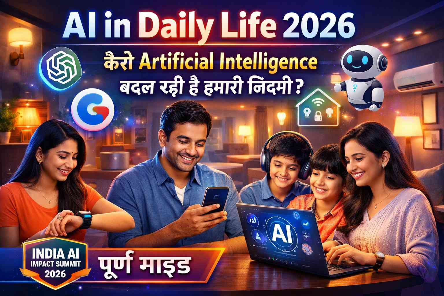 AI in Daily Life 2026: कैसे Artificial Intelligence बदल रही है हमारी जिंदगी? पूरी गाइड – रोजमर्रा के AI टूल्स, फ्यूचर ऑफ वर्क, स्किल्स और करियर