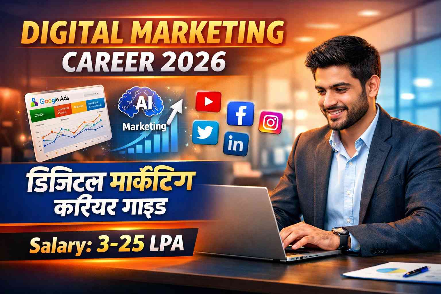Digital Marketing Career 2026: सैलरी, स्किल्स, फ्री कोर्स और करियर गाइड | SEO, Social Media, AI Marketing in Hindi