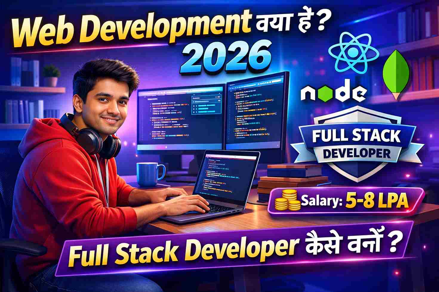 Web Development क्या है? 2026 में Full Stack Developer कैसे बनें? पूरी गाइड – सैलरी, स्किल्स, कोर्स, प्रोजेक्ट और करियर ऑप्शन