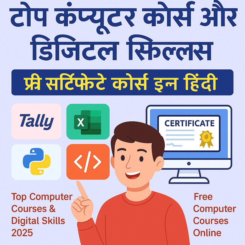 2025 में टॉप कंप्यूटर कोर्स और डिजिटल स्किल्स | फ्री सर्टिफिकेट कोर्स इन हिंदी
